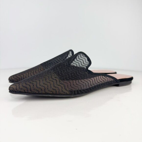 PRETTY BALLERINAS Mesh Glitters Slide Mule Pointed Toe Ballet Flat Black Nude 39 - Picture 6 of 10
